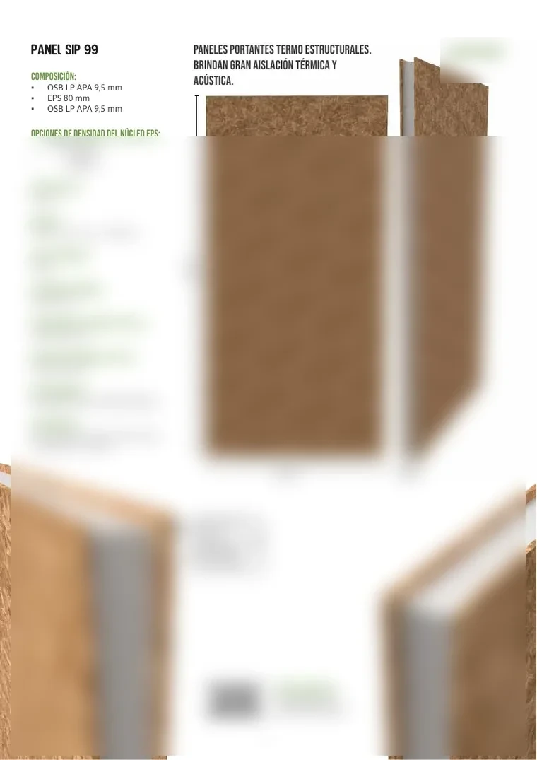 Ficha técnica de un panel estructural